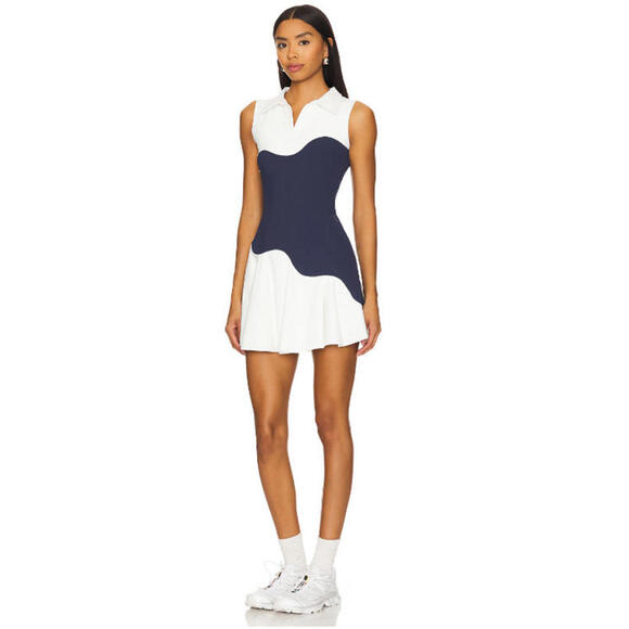 Port de Bras Wave Dress in Navy & Chantilly Tennis Pickle size XS NWT $265msrp - Picture 3 of 11